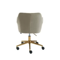 Fauteuil De Bureau MONACO En Velours Taupe Avec Pieds Dorés -Meuble Déco Soldes fauteuil monaco en velours taupe avec pieds dore 3