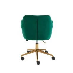 Fauteuil De Bureau MONACO En Velours Vert Avec Pieds Dorés -Meuble Déco Soldes fauteuil monaco en velours vert avec pieds dore 3
