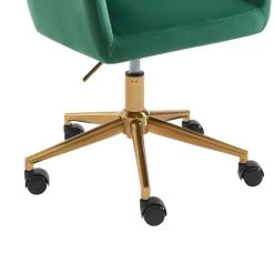 Fauteuil De Bureau MONACO En Velours Vert Avec Pieds Dorés -Meuble Déco Soldes fauteuil monaco en velours vert avec pieds dore 4