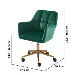 Fauteuil De Bureau MONACO En Velours Vert Avec Pieds Dorés -Meuble Déco Soldes fauteuil monaco en velours vert avec pieds dore 5