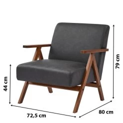 Fauteuil OSLO En PU Noir -Meuble Déco Soldes fauteuil oslo en pu noir 5