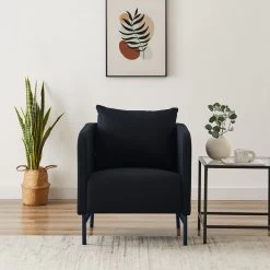 Fauteuil PANTONE Tissu Bleu Nuit Avec Piètement Métal Bleu Nuit -Meuble Déco Soldes fauteuil pantone tissu bleu avec pietement metal bleu 6