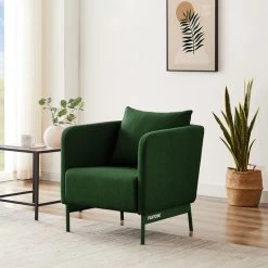 Fauteuil PANTONE Tissu Vert Olive Avec Piètement Métal Vert Olive