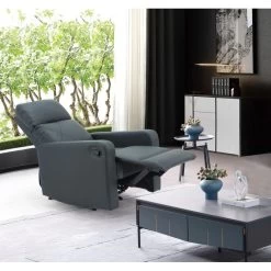 Fauteuil Relax CARLA En PU Noir Avec Fonction Manuel -Meuble Déco Soldes fauteuil relax carla en pu noir avec fonction manuel 5