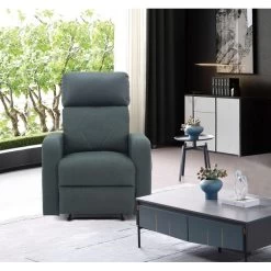 Fauteuil Relax CARLA En PU Noir Et Tissu Gris Avec Fonction électrique -Meuble Déco Soldes fauteuil relax carla en pu noir et tissu gris avec fonction electrique 5