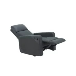 Fauteuil Relax CARLA En PU Noir Et Tissu Gris Avec Fonction Manuel -Meuble Déco Soldes fauteuil relax carla en pu noir et tissu gris avec fonction manuel 3