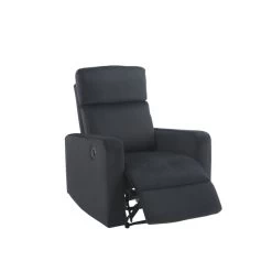 Fauteuil Relax LOVA Large En Velours Noir Avec Fonction électrique -Meuble Déco Soldes fauteuil relax lova large en velours noir avec fonction electrique 3