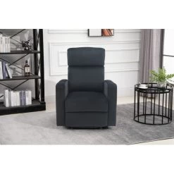 Fauteuil Relax LOVA Large En Velours Noir Avec Fonction électrique -Meuble Déco Soldes fauteuil relax lova large en velours noir avec fonction electrique 7