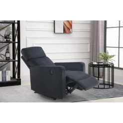 Fauteuil Relax LOVA Large En Velours Noir Avec Fonction électrique -Meuble Déco Soldes fauteuil relax lova large en velours noir avec fonction electrique 9