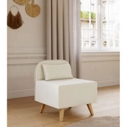 Fauteuil SARAH En Tissu Beige -Meuble Déco Soldes fauteuil sarah en tissu beige 3
