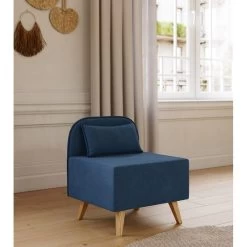 Fauteuil SARAH En Tissu Bleu -Meuble Déco Soldes fauteuil sarah en tissu bleu 5