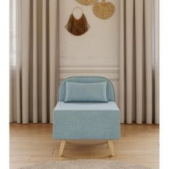 Fauteuil SARAH En Tissu Bleu Clair