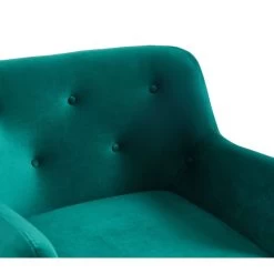 Fauteuil SCANDI En Velours Vert Avec Pieds En Bois -Meuble Déco Soldes fauteuil scandi velours vert 79 x 82 cm 4