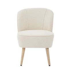 Fauteuil TIVOLI Tissu Bouclette Beige -Meuble Déco Soldes fauteuil tivoli en teddy beige 2