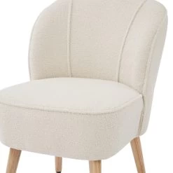 Fauteuil TIVOLI Tissu Bouclette Beige -Meuble Déco Soldes fauteuil tivoli en teddy beige 4