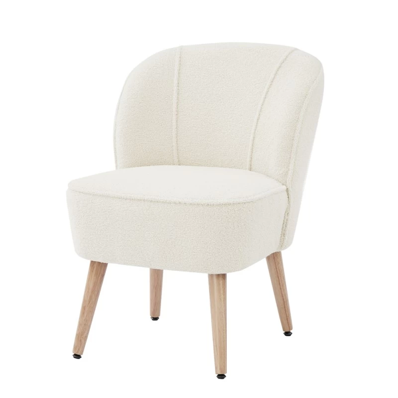Fauteuil TIVOLI Tissu Bouclette Blanc 2 Fauteuil TIVOLI Tissu Bouclette Blanc – Image 2