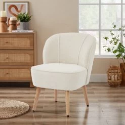 Fauteuil TIVOLI Tissu Bouclette Blanc