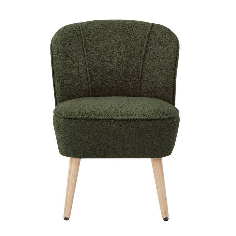 Fauteuil TIVOLI Tissu Bouclette Kaki 3 Fauteuil TIVOLI Tissu Bouclette Kaki – Image 3