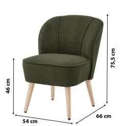 Fauteuil TIVOLI Tissu Bouclette Kaki 11 Fauteuil TIVOLI Tissu Bouclette Kaki -Meuble Déco Soldes fauteuil tivoli en teddy kaki 5