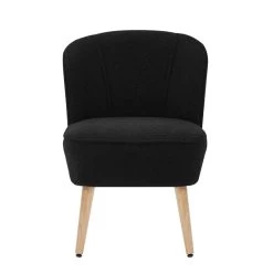 Fauteuil TIVOLI Tissu Bouclette Noir -Meuble Déco Soldes fauteuil tivoli en teddy noir 2