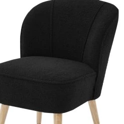 Fauteuil TIVOLI Tissu Bouclette Noir -Meuble Déco Soldes fauteuil tivoli en teddy noir 4