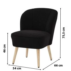 Fauteuil TIVOLI Tissu Bouclette Noir -Meuble Déco Soldes fauteuil tivoli en teddy noir 5