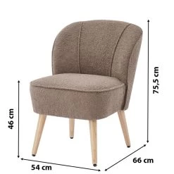 Fauteuil TIVOLI Tissu Bouclette Taupe 11 Fauteuil TIVOLI Tissu Bouclette Taupe -Meuble Déco Soldes fauteuil tivoli en teddy taupe 5