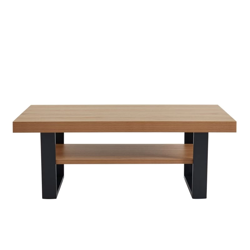 Table Basse FELIX Effet Chêne Et Métal Noir Double Plateau 4 Table Basse FELIX Effet Chêne Et Métal Noir Double Plateau – Image 4