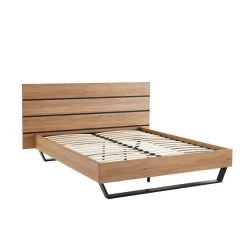 Lit FELIX Effet Chêne Et Métal Noir 160x200 Sommier Inclus -Meuble Déco Soldes felix11 lit 200 cm pieds en metal melamine 5