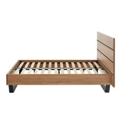 Lit FELIX Effet Chêne Et Métal Noir 140x190 Sommier Inclus -Meuble Déco Soldes felix12 lit en bois 180 cm pieds en metal melamine 7