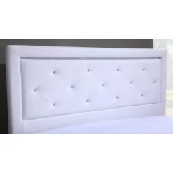 Lit à Led FILIP Simili Blanc Et Strass 160x200 Sommier Inclus -Meuble Déco Soldes filip lit 160 blanc avec led 3