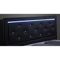 Lit à Led FILIP Simili Noir 160x200 Sommier Inclus -Meuble Déco Soldes filip lit 160 noir avec led 3