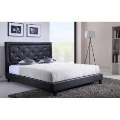 Lit à Led FILIP Simili Noir 160x200 Sommier Inclus -Meuble Déco Soldes filip lit 160 noir avec led 7