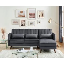 Canapé D'angle IDAHO Tissu Anthracite Angle Convertible