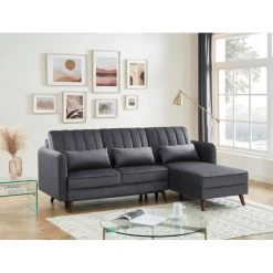 Canapé D'angle IDAHO Tissu Anthracite Angle Convertible -Meuble Déco Soldes idahoancvtxanth canape angle 4