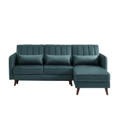 Canapé D'angle IDAHO En Tissu Bleu Vert Convertible -Meuble Déco Soldes idahoancvtxblvr canape angle 3