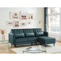 Canapé D'angle IDAHO En Tissu Bleu Vert Convertible -Meuble Déco Soldes idahoancvtxblvr canape angle 5