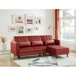 Canapé D'angle IDAHO En Tissu Terracotta Avec Angle Convertible -Meuble Déco Soldes idahoancvtxterra canape angle 4