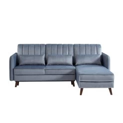 Canapé D'angle IDAHO En Velours Gris Convertible -Meuble Déco Soldes idahoancvvvgr canape angle 3