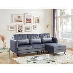 Canapé D'angle IDAHO En Velours Gris Convertible -Meuble Déco Soldes idahoancvvvgr canape angle 6