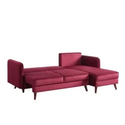 Canapé D'angle IDAHO En Velours Rouge Bordeaux Convertible -Meuble Déco Soldes idahoancvvvrg canape angle 2