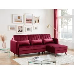 Canapé D'angle IDAHO En Velours Rouge Bordeaux Convertible -Meuble Déco Soldes idahoancvvvrg canape angle 3
