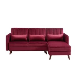 Canapé D'angle IDAHO En Velours Rouge Bordeaux Convertible -Meuble Déco Soldes idahoancvvvrg canape angle 4