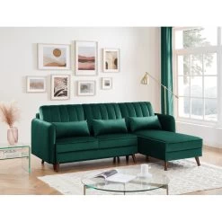 Canapé D'angle IDAHO En Velours Vert Convertible -Meuble Déco Soldes idahoancvvvvert canape angle 5