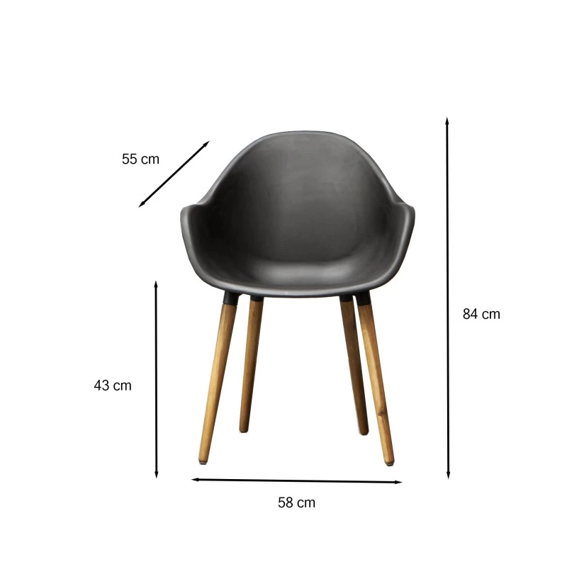 Lot 4 Chaises De Jardin KIRA En Plastique Et Pieds Bois Coloris Noir 3 Lot 4 Chaises De Jardin KIRA En Plastique Et Pieds Bois Coloris Noir – Image 3