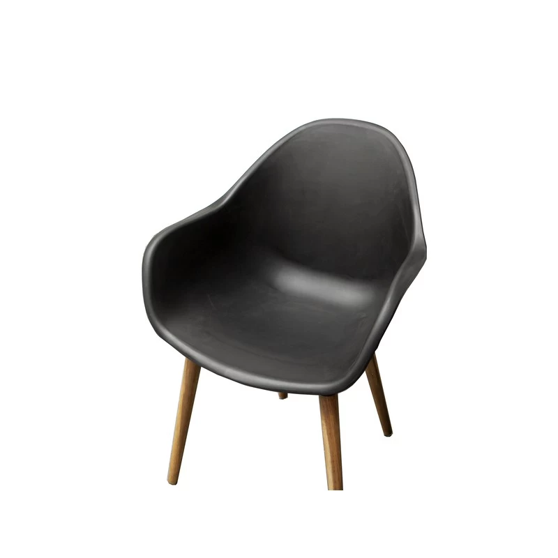 Lot 4 Chaises De Jardin KIRA En Plastique Et Pieds Bois Coloris Noir 4 Lot 4 Chaises De Jardin KIRA En Plastique Et Pieds Bois Coloris Noir – Image 4