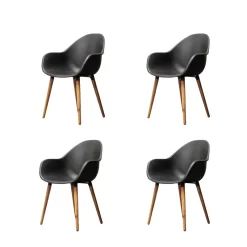 Lot 4 Chaises De Jardin KIRA En Plastique Et Pieds Bois Coloris Noir 11 Lot 4 Chaises De Jardin KIRA En Plastique Et Pieds Bois Coloris Noir -Meuble Déco Soldes kira4nr lot 4 chaises noir 4