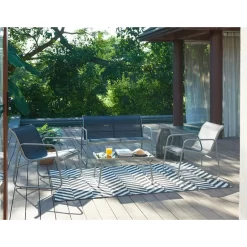 Salon De Jardin LISBOA En Acier Et Textilène Noir 4 Places