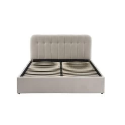 Lit Coffre ANDRE Velours Beige Sable 160x200 Sommier Inclus -Meuble Déco Soldes lit coffre andre velours beige sable 160x200 sommier inclus 3