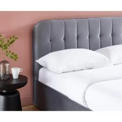 Lit Coffre ANDRE Velours Gris Anthracite Sommier 180x200 Inclus -Meuble Déco Soldes lit coffre andre velours gris anthracite sommier 180x200cm inclus 3